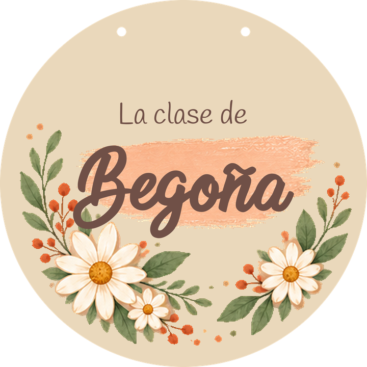Muestra del cartel circulo · cara delantera · Begoña y nombres ficticios del alumnado