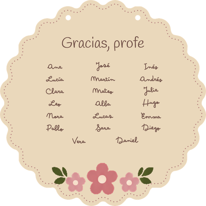 Sample cloud sign: back with fictional pupils’ names.