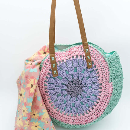 Bolso de Playa de Paja Redondo