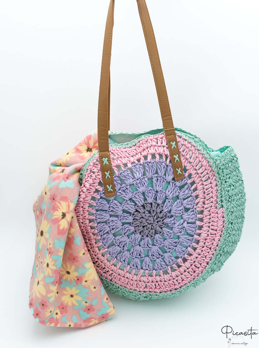 Bolso de Playa de Paja Redondo