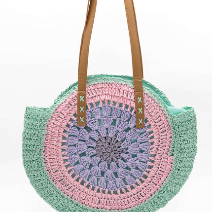 Bolso de Playa de Paja Redondo Verde