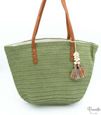 Bolso de Playa con Cremallera Verde Conchas