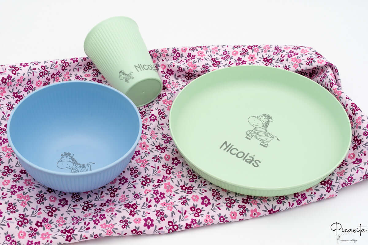 Set Vajilla Infantil Personalizada (Plato, Bol, Vaso)