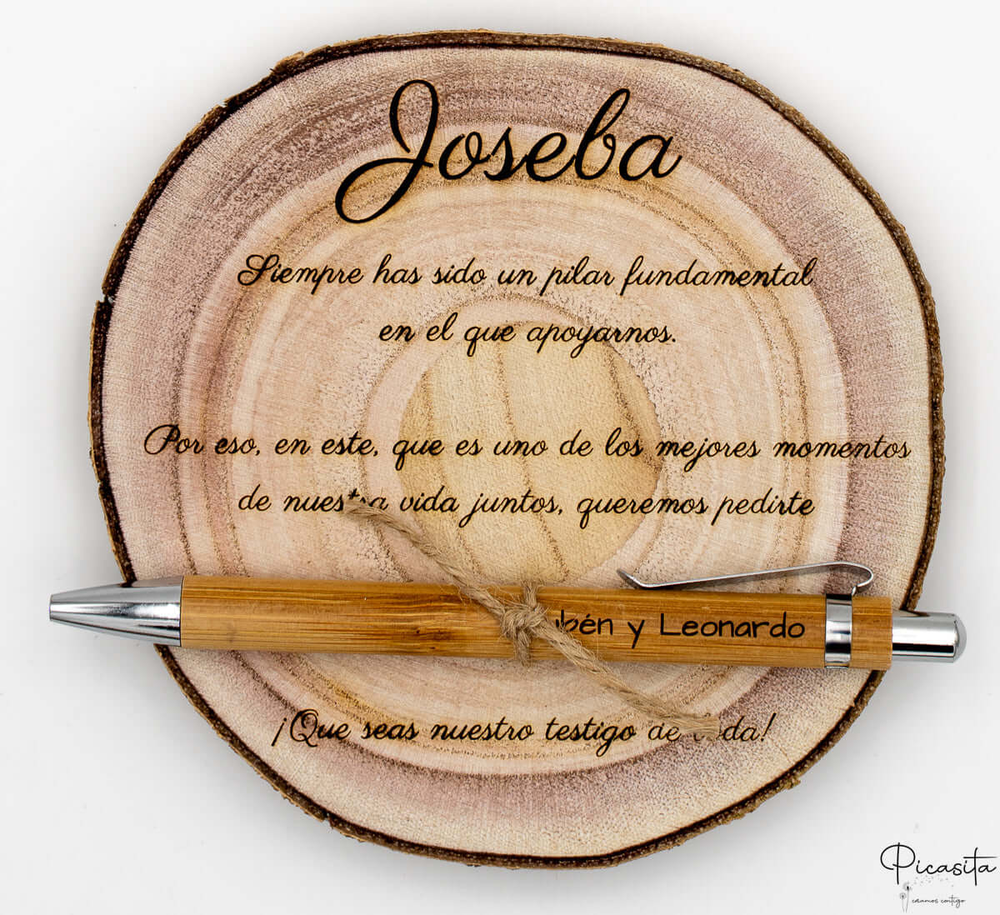 Image of a personalised wooden wedding witness plaque.