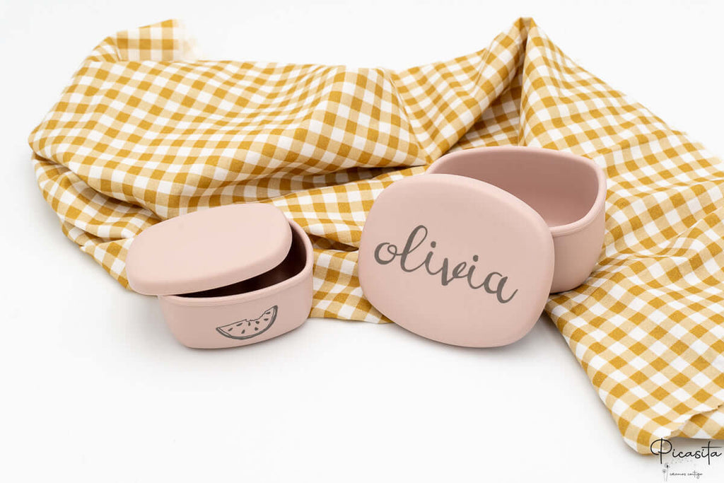 Tupper de Silicona Personalizados Pequeños (600ml + 400ml) Rosa