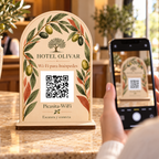 Simulated view of Botanical Wi-Fi QR sign · in use